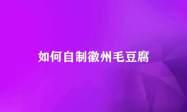 如何自制徽州毛豆腐