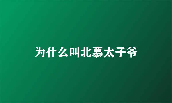 为什么叫北慕太子爷