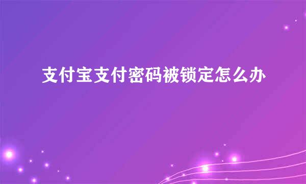 支付宝支付密码被锁定怎么办
