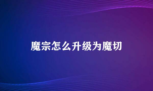 魔宗怎么升级为魔切