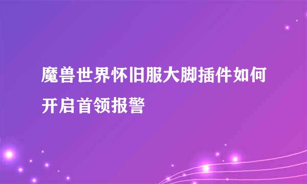 魔兽世界怀旧服大脚插件如何开启首领报警