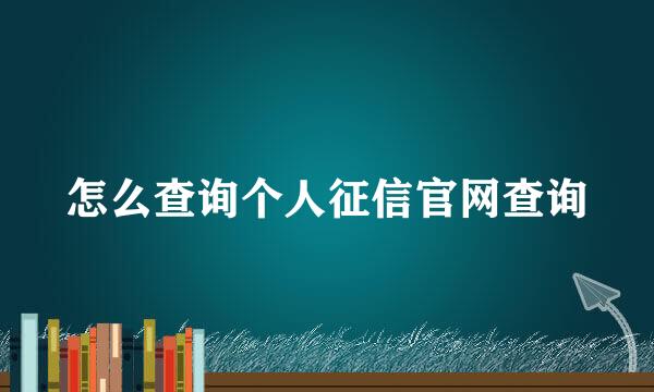 怎么查询个人征信官网查询