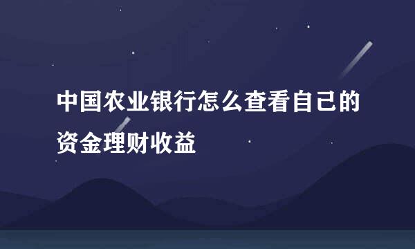 中国农业银行怎么查看自己的资金理财收益