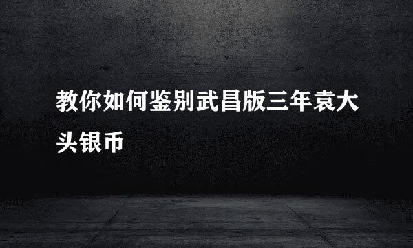 教你如何鉴别武昌版三年袁大头银币