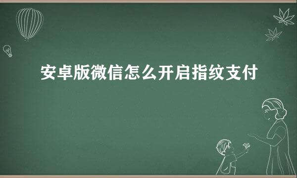 安卓版微信怎么开启指纹支付