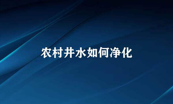 农村井水如何净化