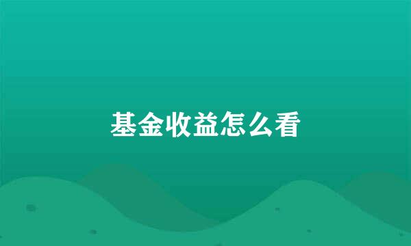 基金收益怎么看