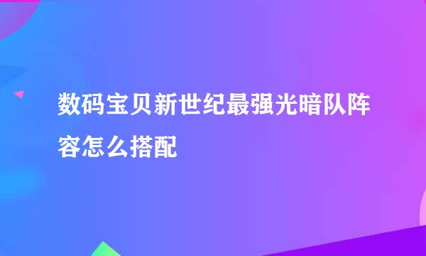 数码宝贝新世纪最强光暗队阵容怎么搭配
