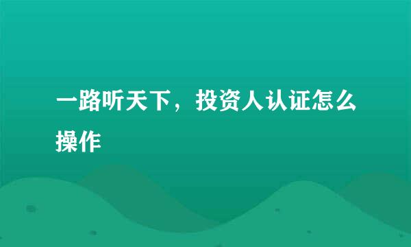 一路听天下,投资人认证怎么操作