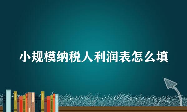 小规模纳税人利润表怎么填