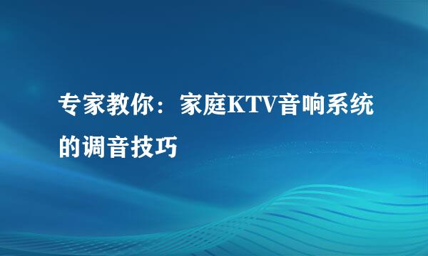 专家教你：家庭KTV音响系统的调音技巧