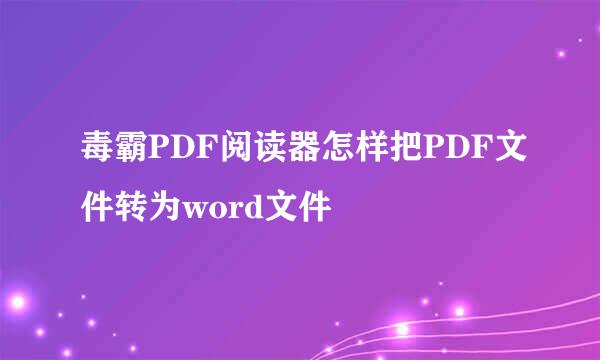 毒霸PDF阅读器怎样把PDF文件转为word文件