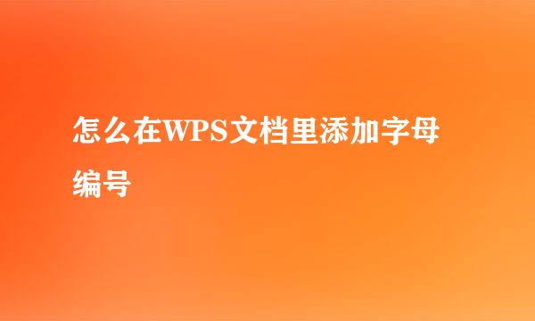 怎么在WPS文档里添加字母编号