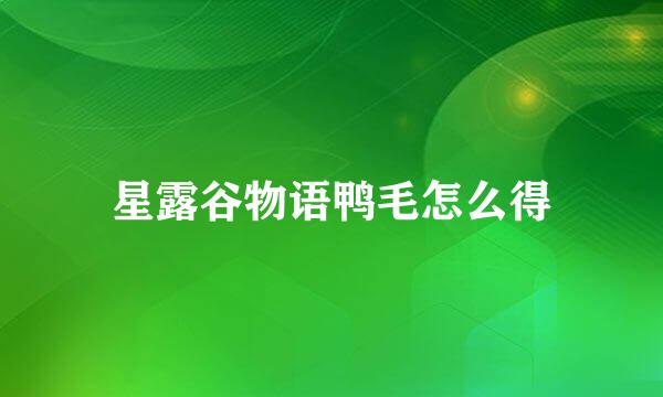 星露谷物语鸭毛怎么得
