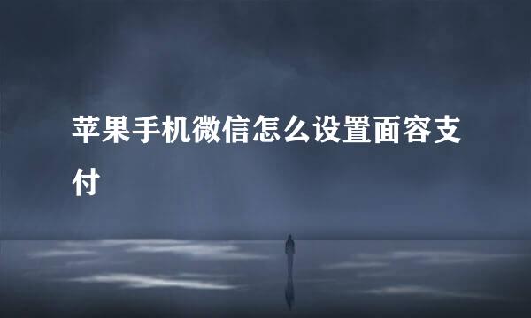 苹果手机微信怎么设置面容支付