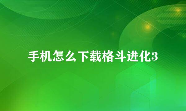手机怎么下载格斗进化3