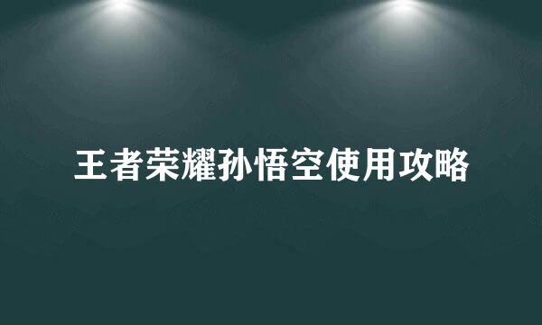 王者荣耀孙悟空使用攻略