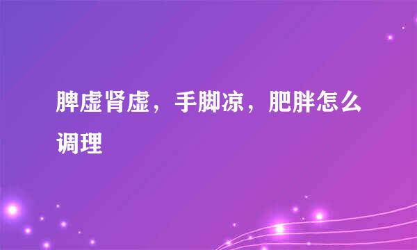 脾虚肾虚,手脚凉,肥胖怎么调理