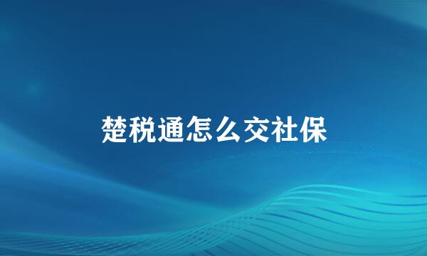 楚税通怎么交社保