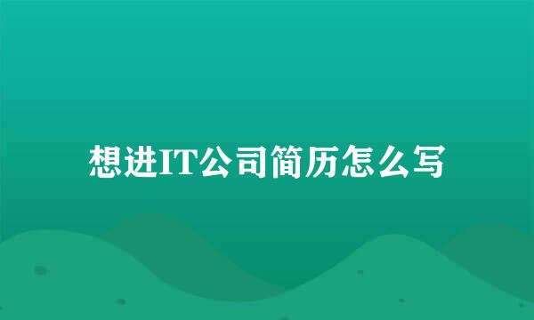 想进IT公司简历怎么写