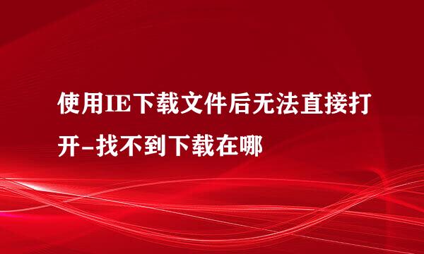 使用IE下载文件后无法直接打开-找不到下载在哪