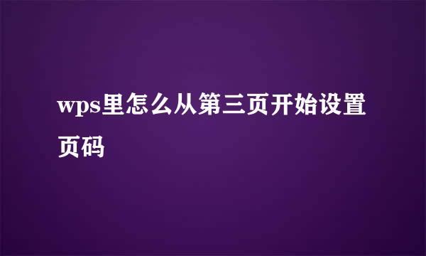 wps里怎么从第三页开始设置页码