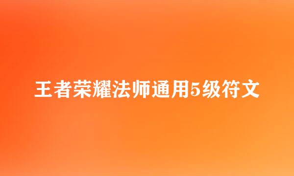王者荣耀法师通用5级符文