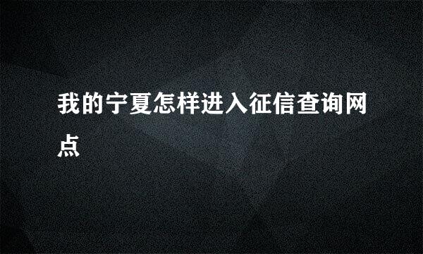 我的宁夏怎样进入征信查询网点