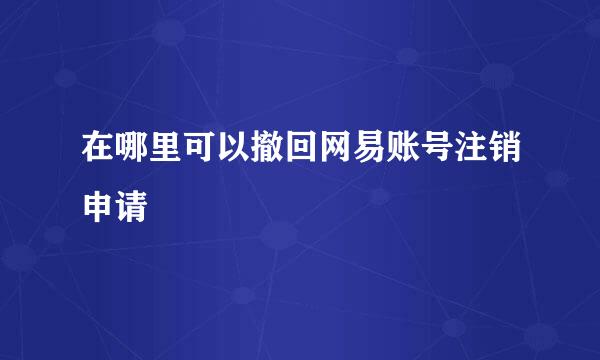 在哪里可以撤回网易账号注销申请