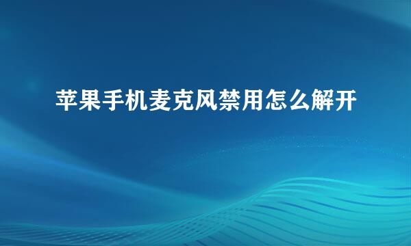 苹果手机麦克风禁用怎么解开