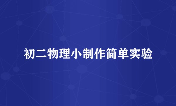 初二物理小制作简单实验