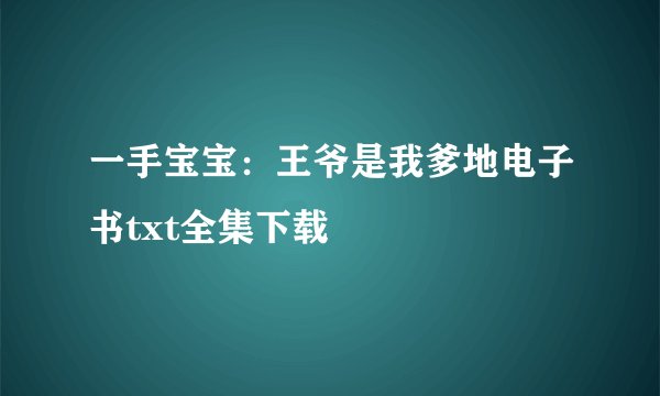 一手宝宝：王爷是我爹地电子书txt全集下载