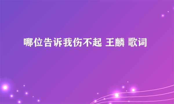 哪位告诉我伤不起 王麟 歌词