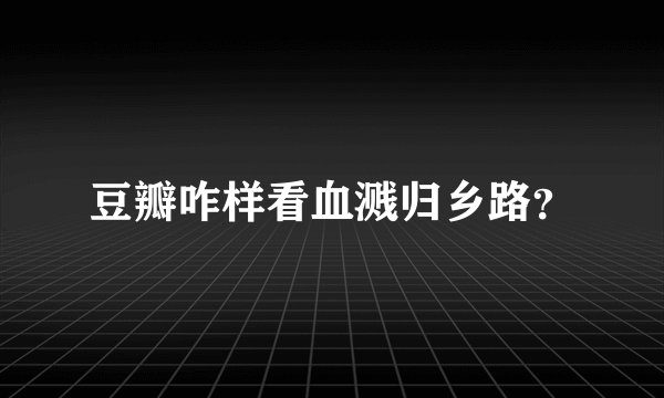 豆瓣咋样看血溅归乡路？