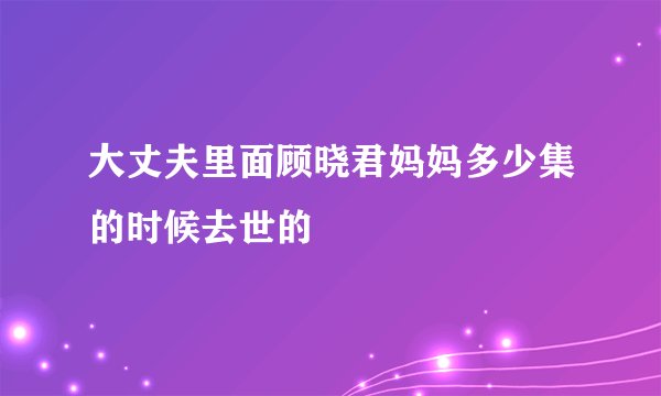 大丈夫里面顾晓君妈妈多少集的时候去世的