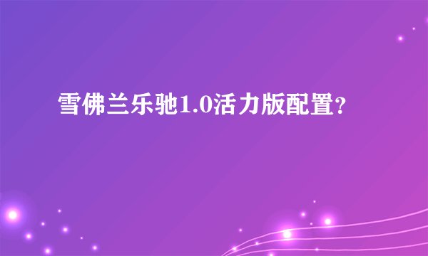 雪佛兰乐驰1.0活力版配置？