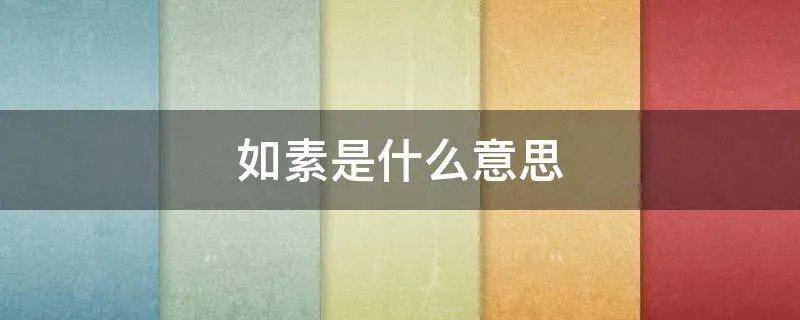 如素是什么意思