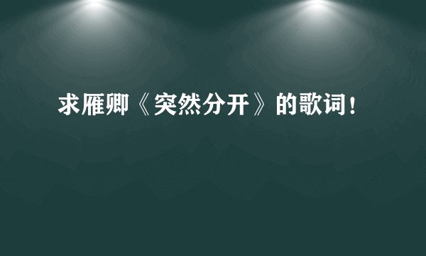 求雁卿《突然分开》的歌词！