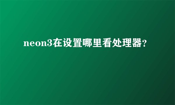neon3在设置哪里看处理器？