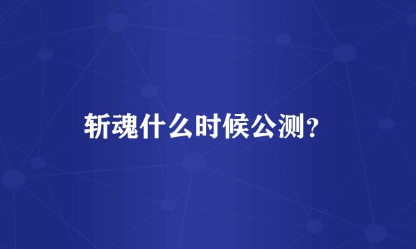 斩魂什么时候公测？