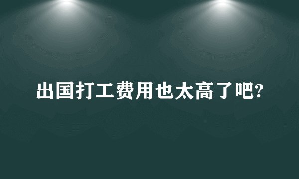 出国打工费用也太高了吧?