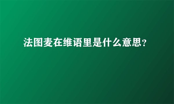 法图麦在维语里是什么意思？
