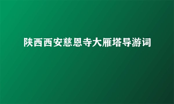 陕西西安慈恩寺大雁塔导游词
