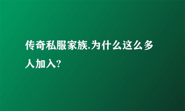 传奇私服家族.为什么这么多人加入?