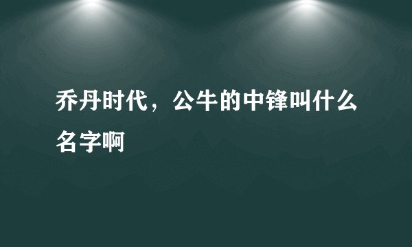乔丹时代，公牛的中锋叫什么名字啊