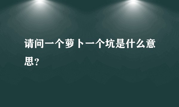 请问一个萝卜一个坑是什么意思?