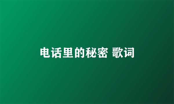 电话里的秘密 歌词