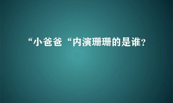 “小爸爸“内演珊珊的是谁？