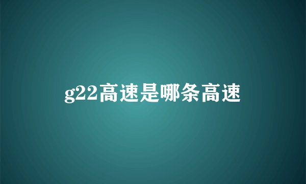 g22高速是哪条高速