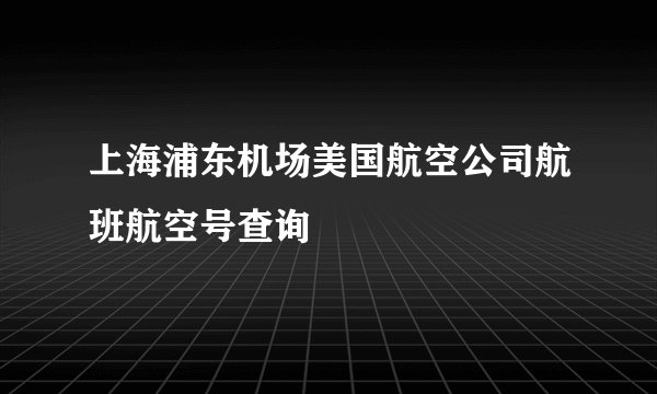 上海浦东机场美国航空公司航班航空号查询